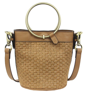 Palm Highway Woven Crossbody in Almond