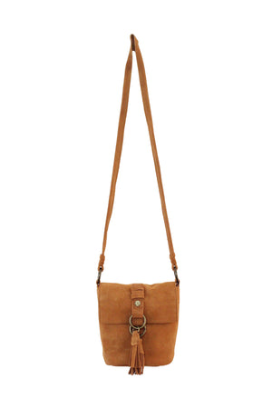 Wildleder Crossbody in Cognac