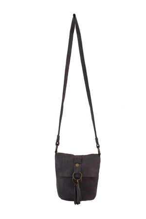 Wildleder Crossbody in Pebble