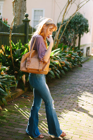 Scattered Blooms Tote in Almond