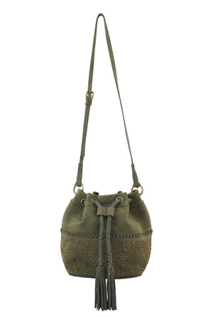 Amarillo Drawstring Bucket Bag in Prairie